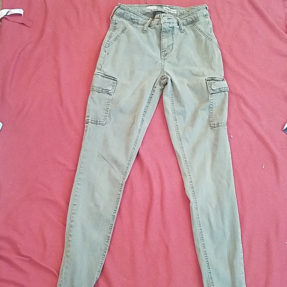Military green cargo jeans